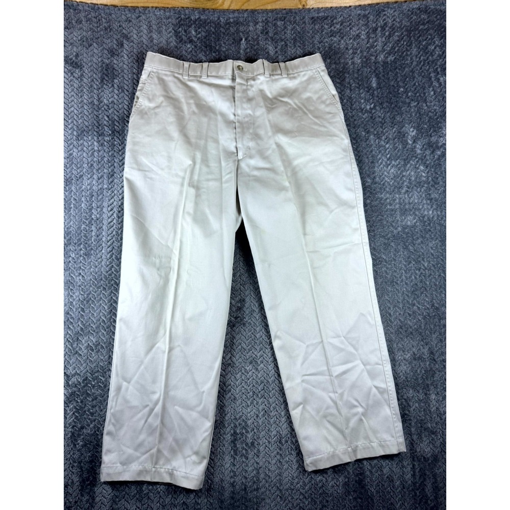 Haggar Chino Pants Mens 38x29 White Cotton Straight Leg High Rise 5465